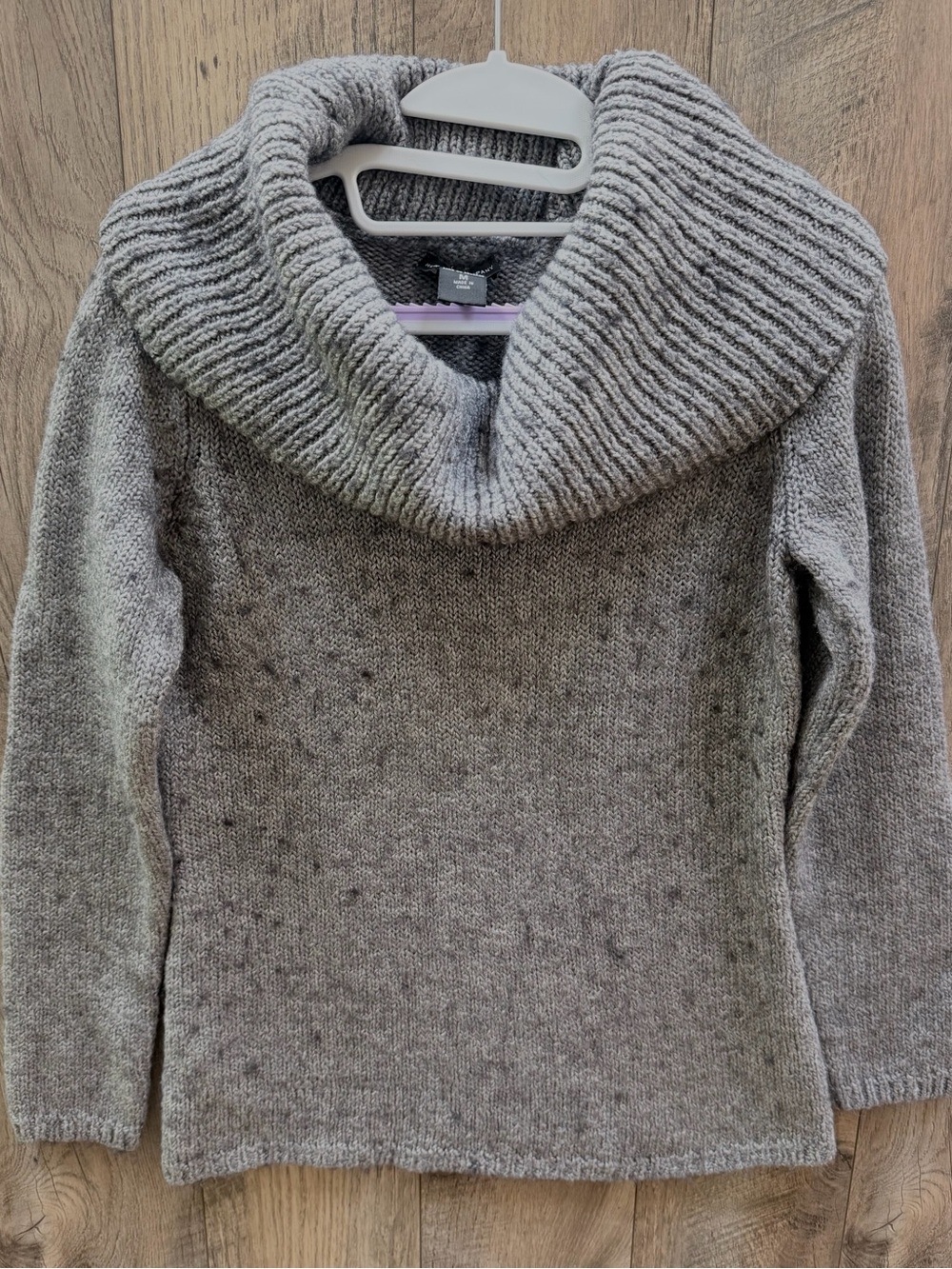 New York & Company Gray Wool Blend Cowl Neck Sweater Medium